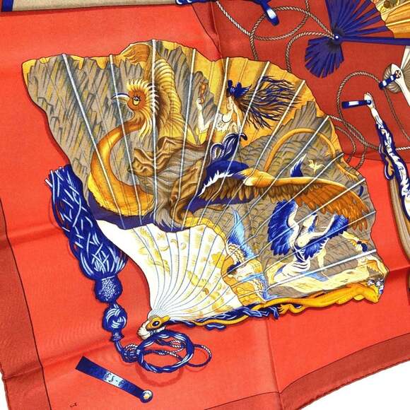 HERMES Red Silk Scarf - Picture 10 of 13